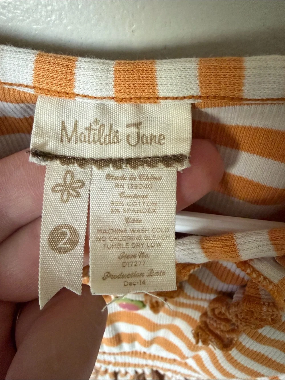Matilda Jane Girls Size 2 Orange White Stripe Hello Lovely Knit Fit Flare Dress